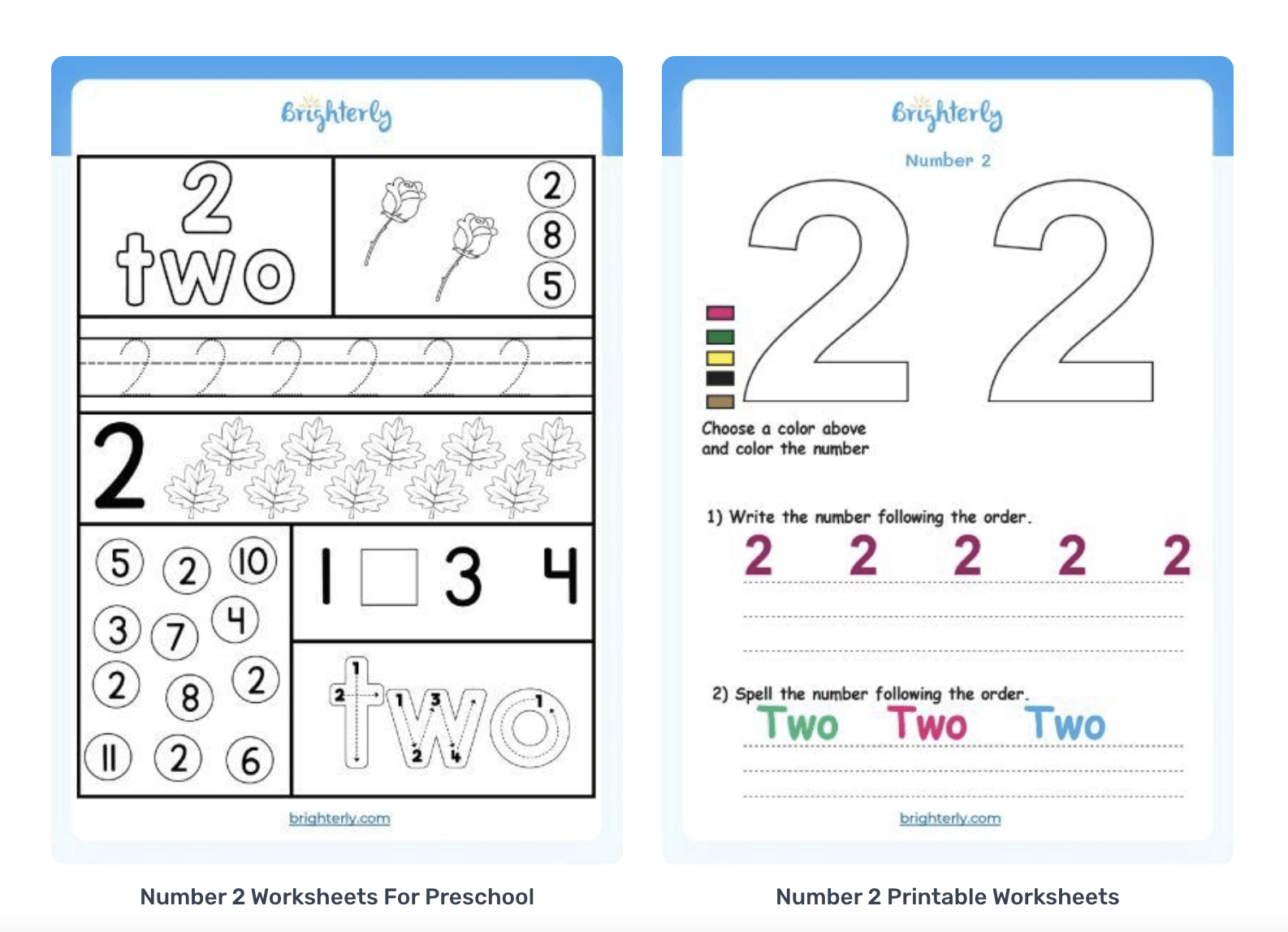 number 2 worksheets for preschool