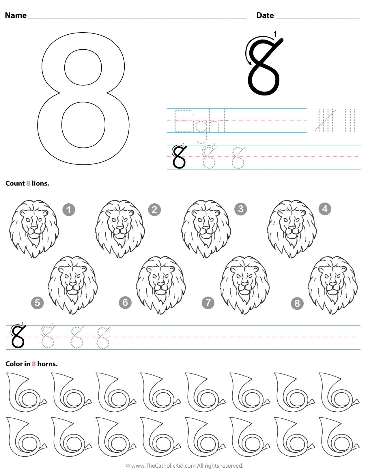 number 8 worksheet preschool