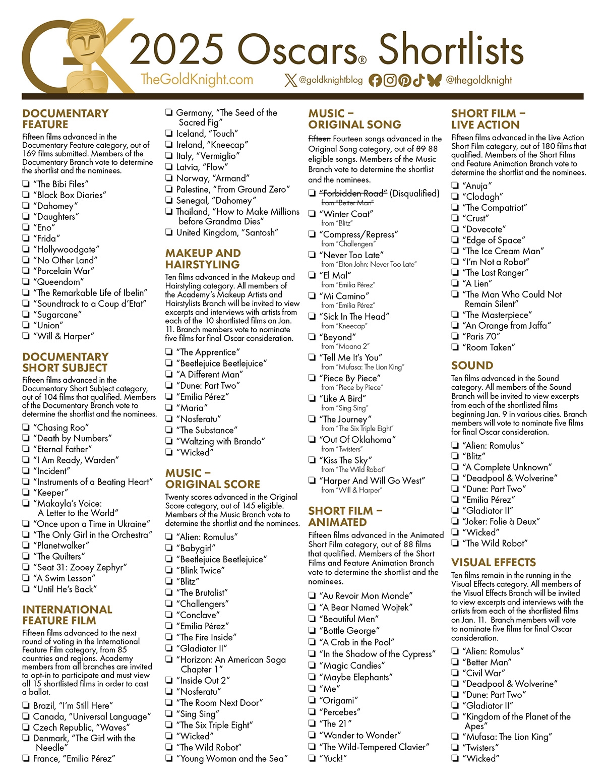 printable oscar ballot 2025
