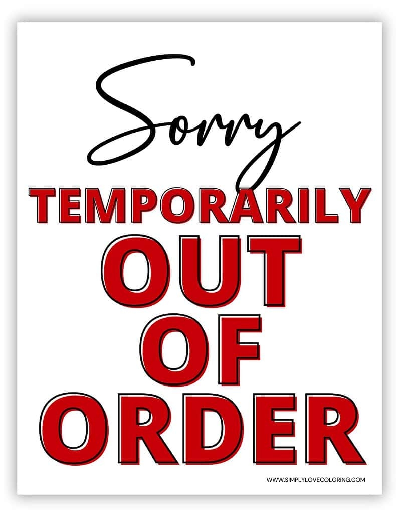 Out Of Order Printable Sign