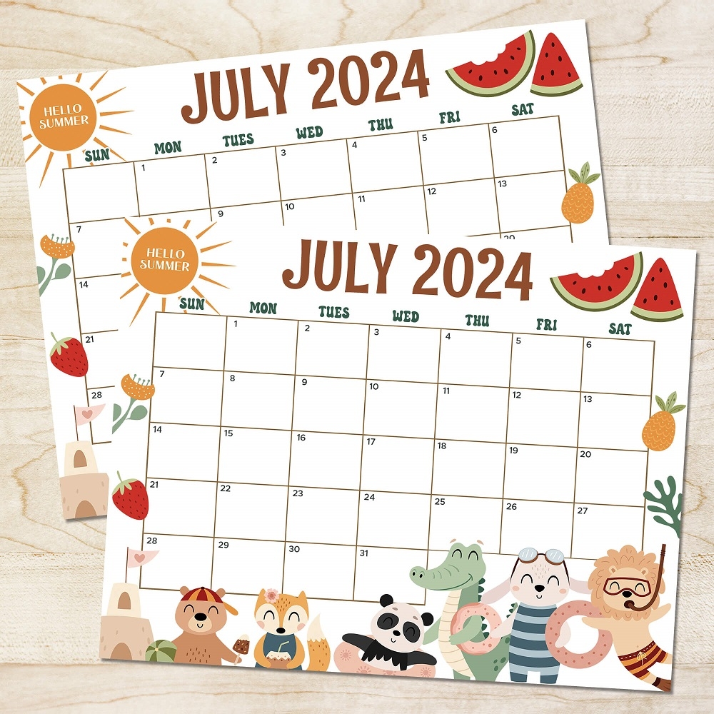 PDF Boho Summer July Calendar Printable July 2024 Summer Animals Theme Calendar Made By Teachers