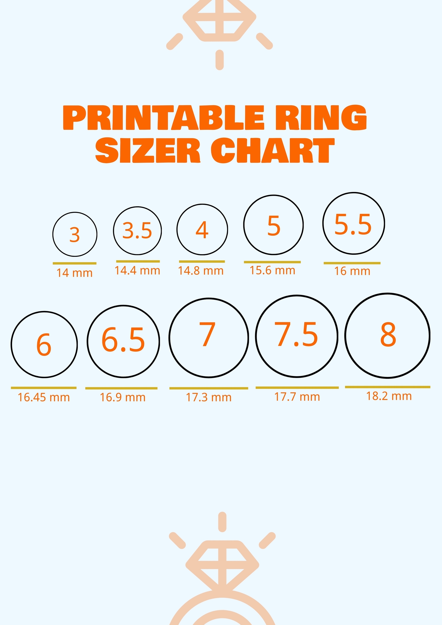 printable ring size chart