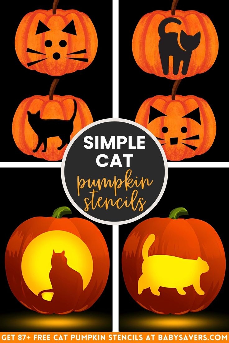Pin By Brianna Bedell On Holiday Fun Pumpkin Carving Cat Pumpkin Stencil Cat Pumpkin Carving