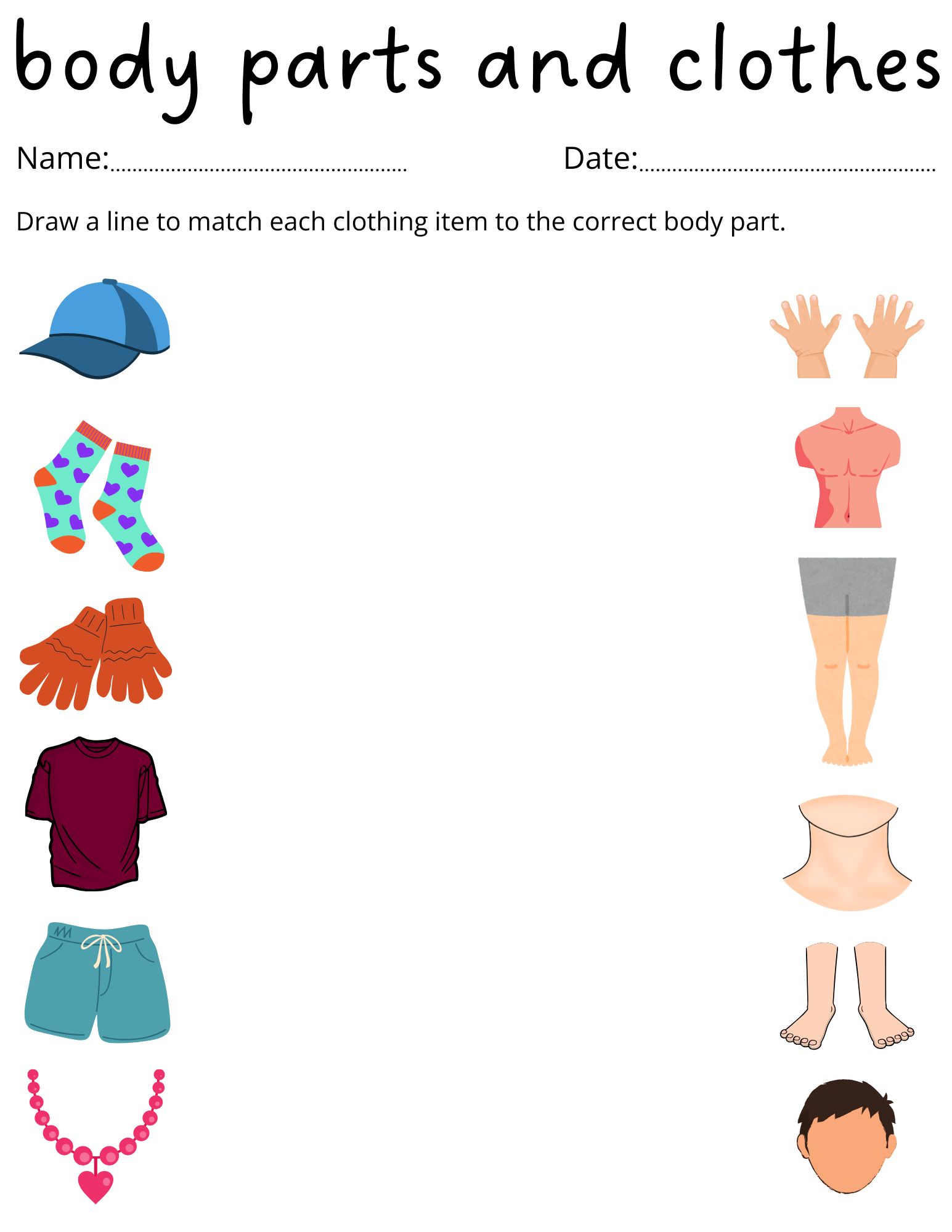 Body Parts Worksheets For Preschoolers