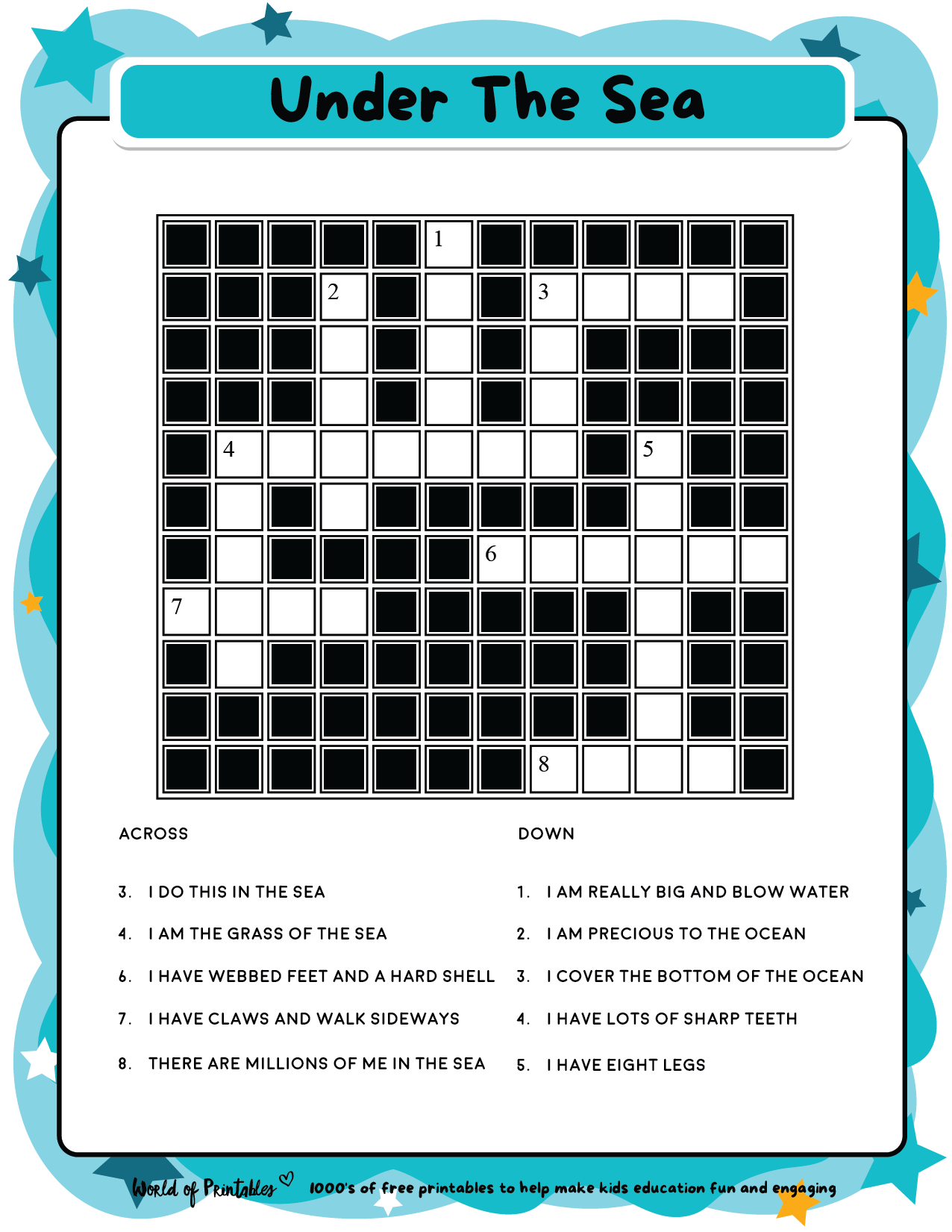 kids crossword puzzles printable