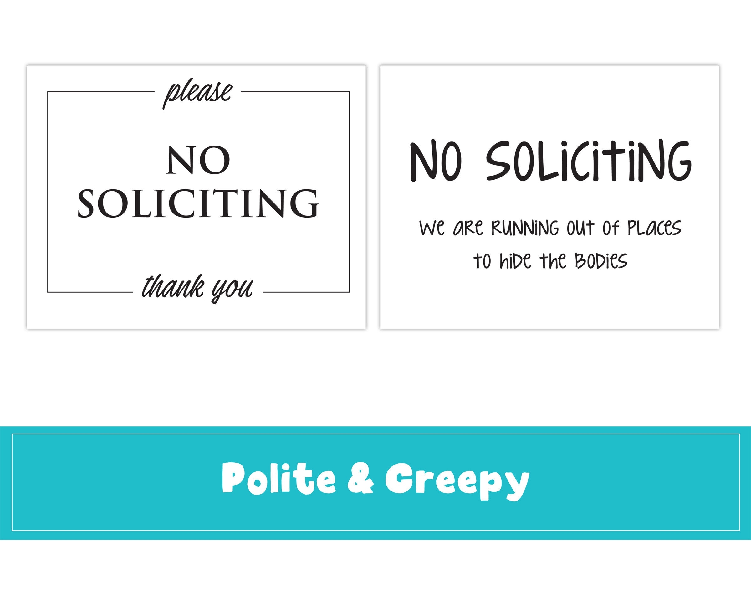 Printable No Soliciting Signs DIY No Soliciting Sign No Solicitors Black And White Signs Digital Download Front Door Sign Funny Etsy