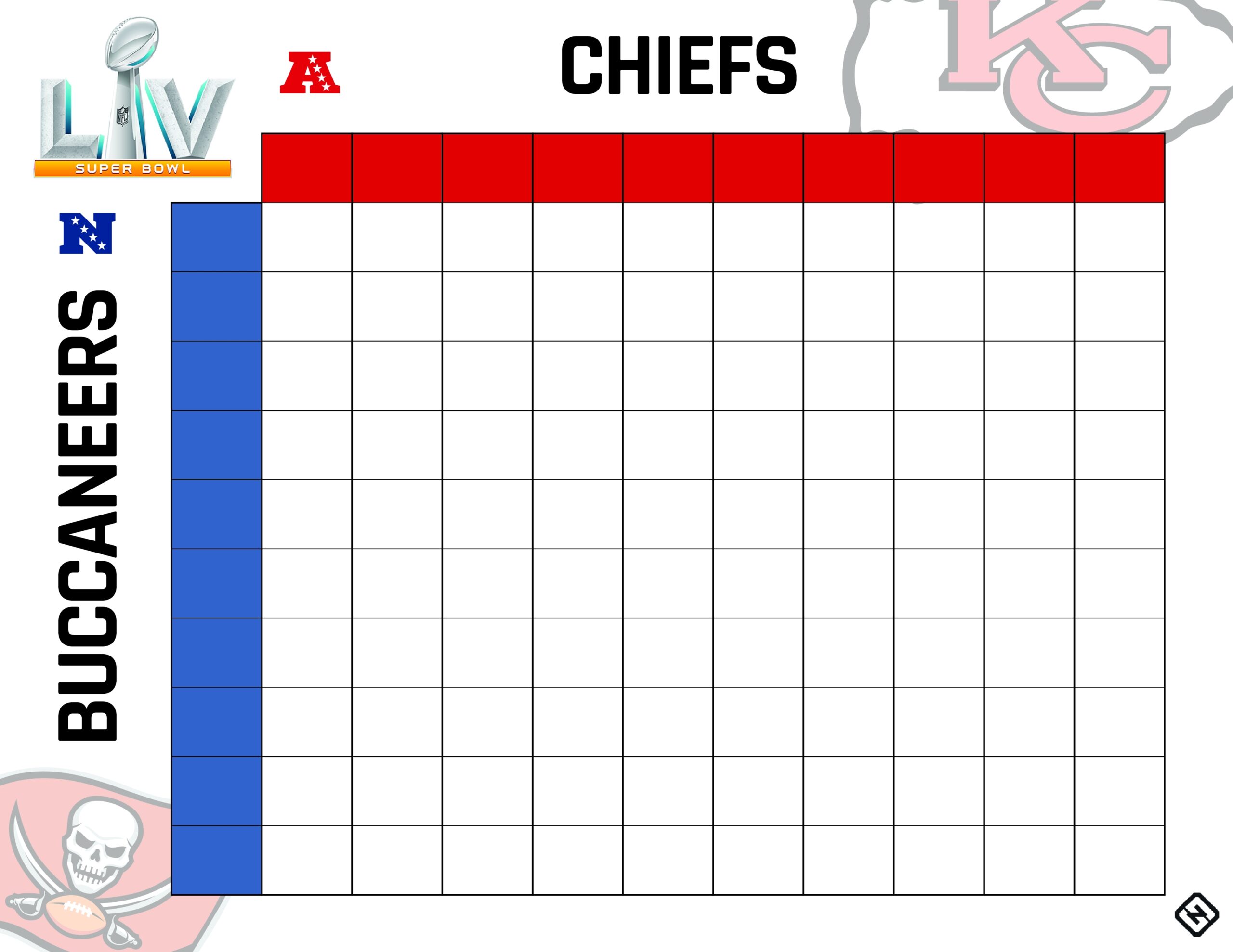 Printable Super Bowl Squares Grid For Chiefs Vs Buccaneers In 2021 Sporting News Canada