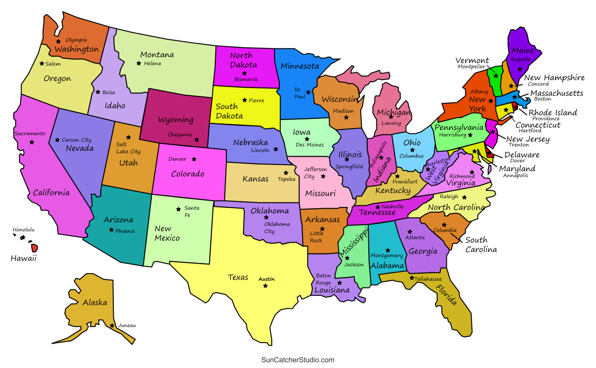 Printable United States Map With Capitals