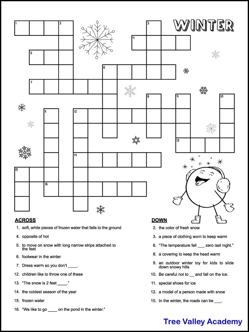 Printable Crossword Puzzles For Kids