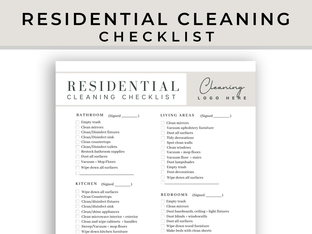 Professional Residential Cleaning Checklist Editable House Cleaning List Template Cleaner Business Forms Cleaning Service Form Printable Etsy