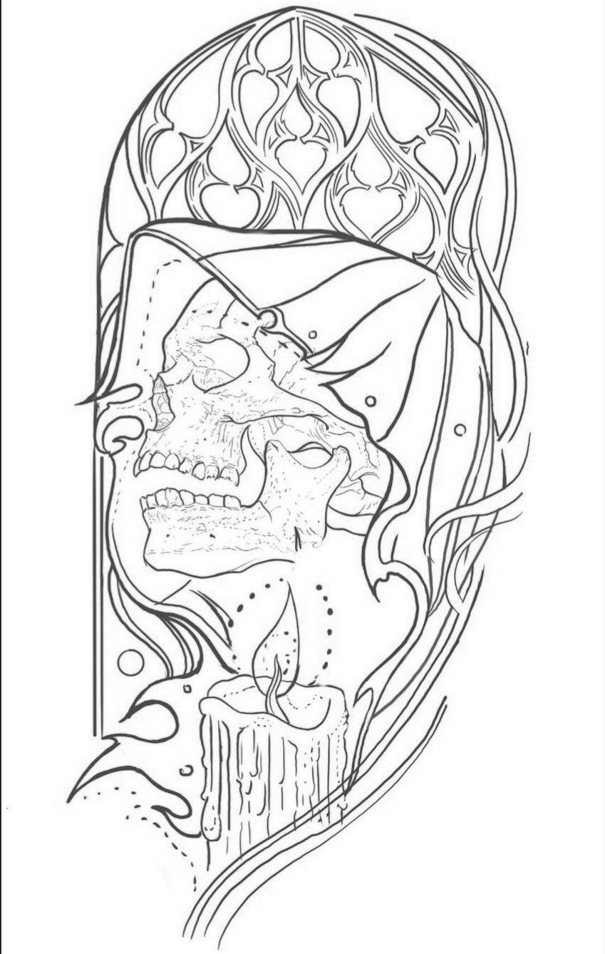Reaper Tattoo Outline