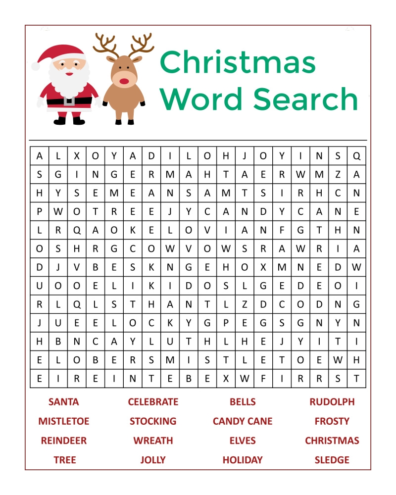 free printable christmas word puzzles