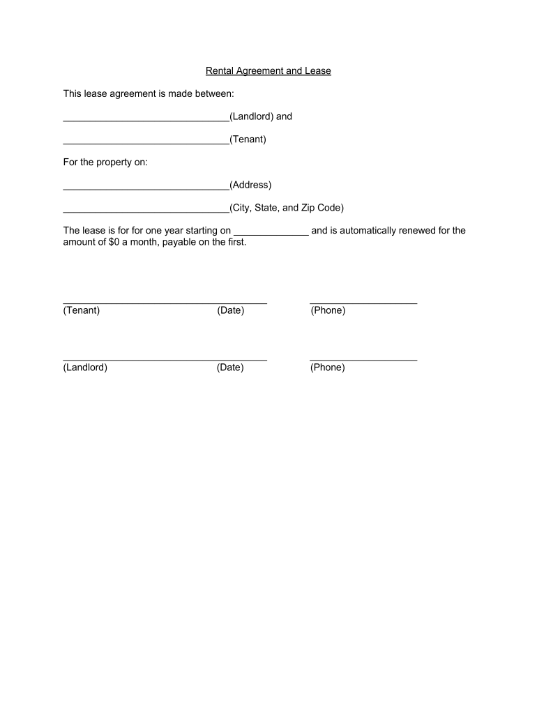 Simple Lease Agreement Printable Fill Online Printable Fillable Blank PdfFiller