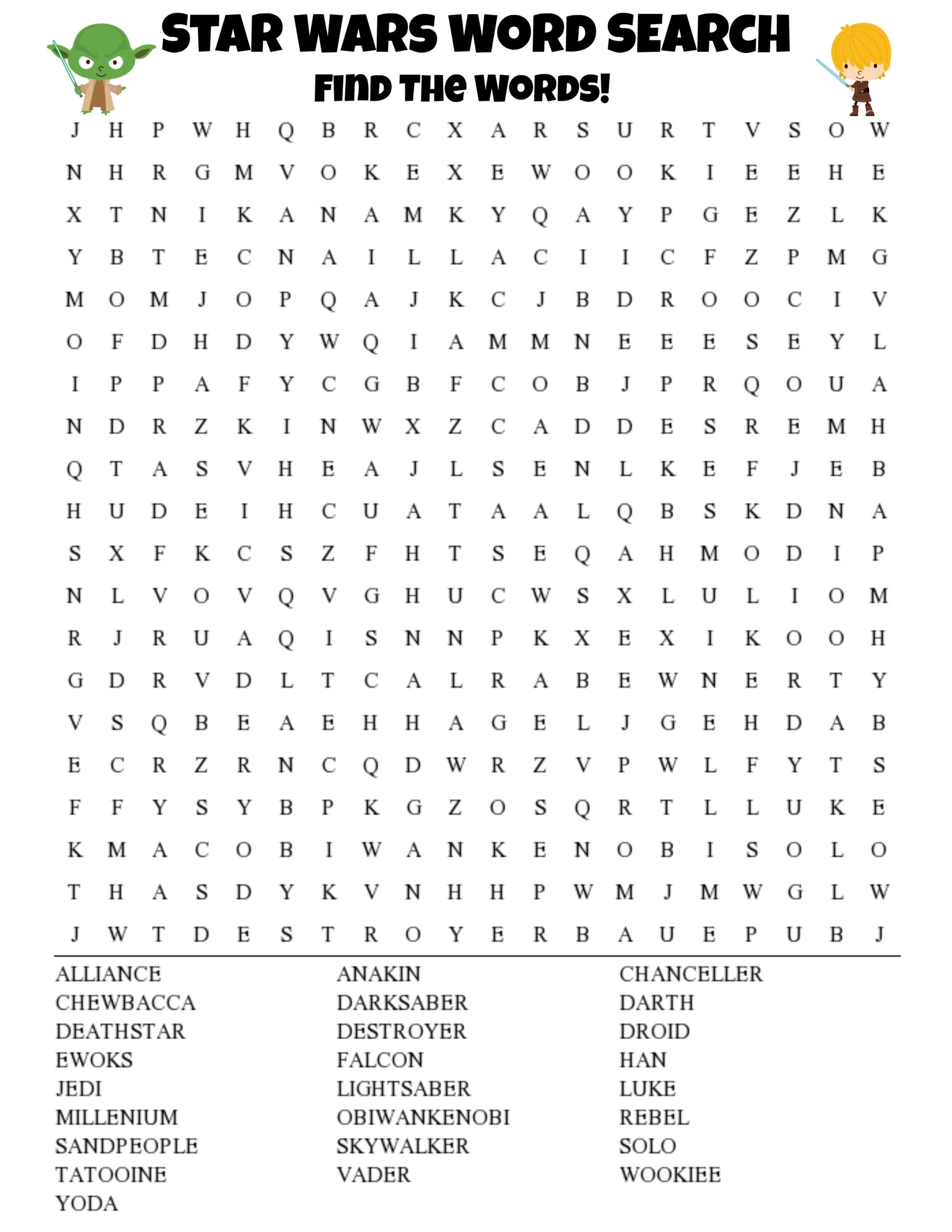 kids word search printable
