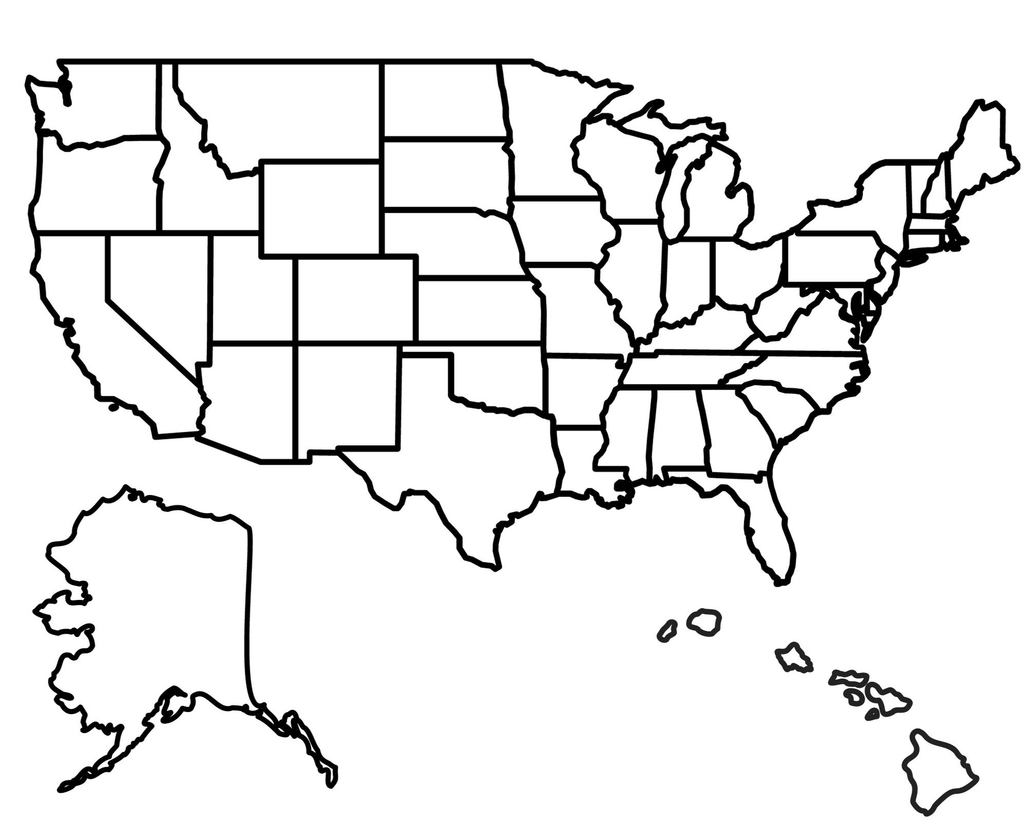 Printable Map Of United States Blank