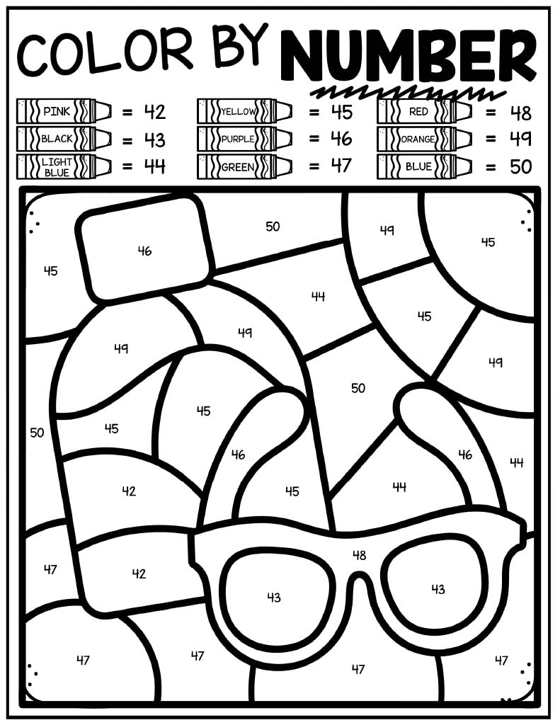 free color by number printable