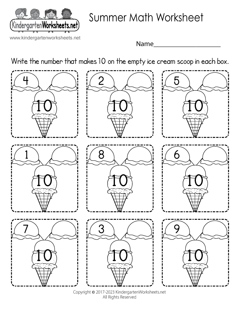 free printable math activities for kindergarten students