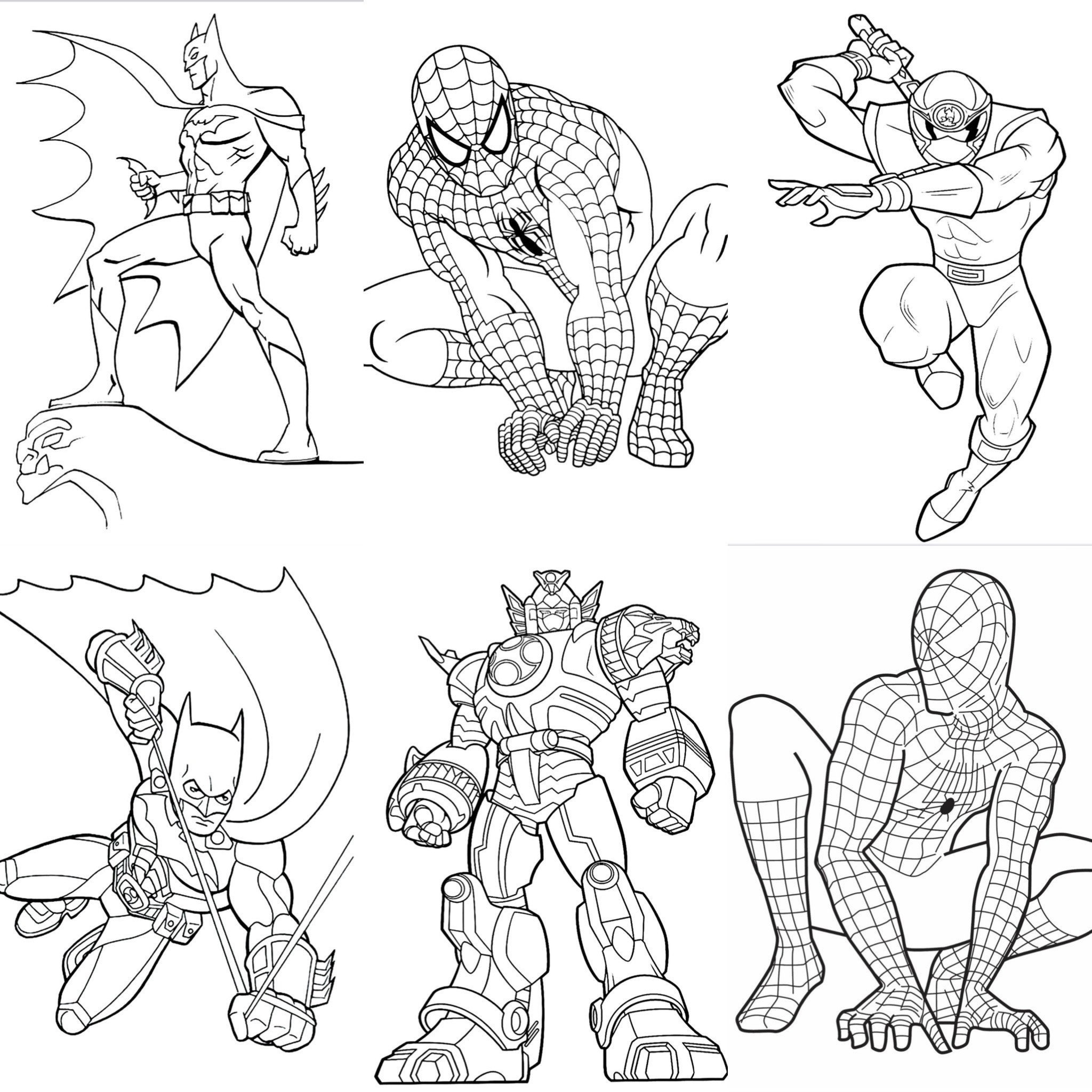 Superhero 45 Printable Coloring Pages instant Download fun Activity For Kids birthday Party Activity Etsy