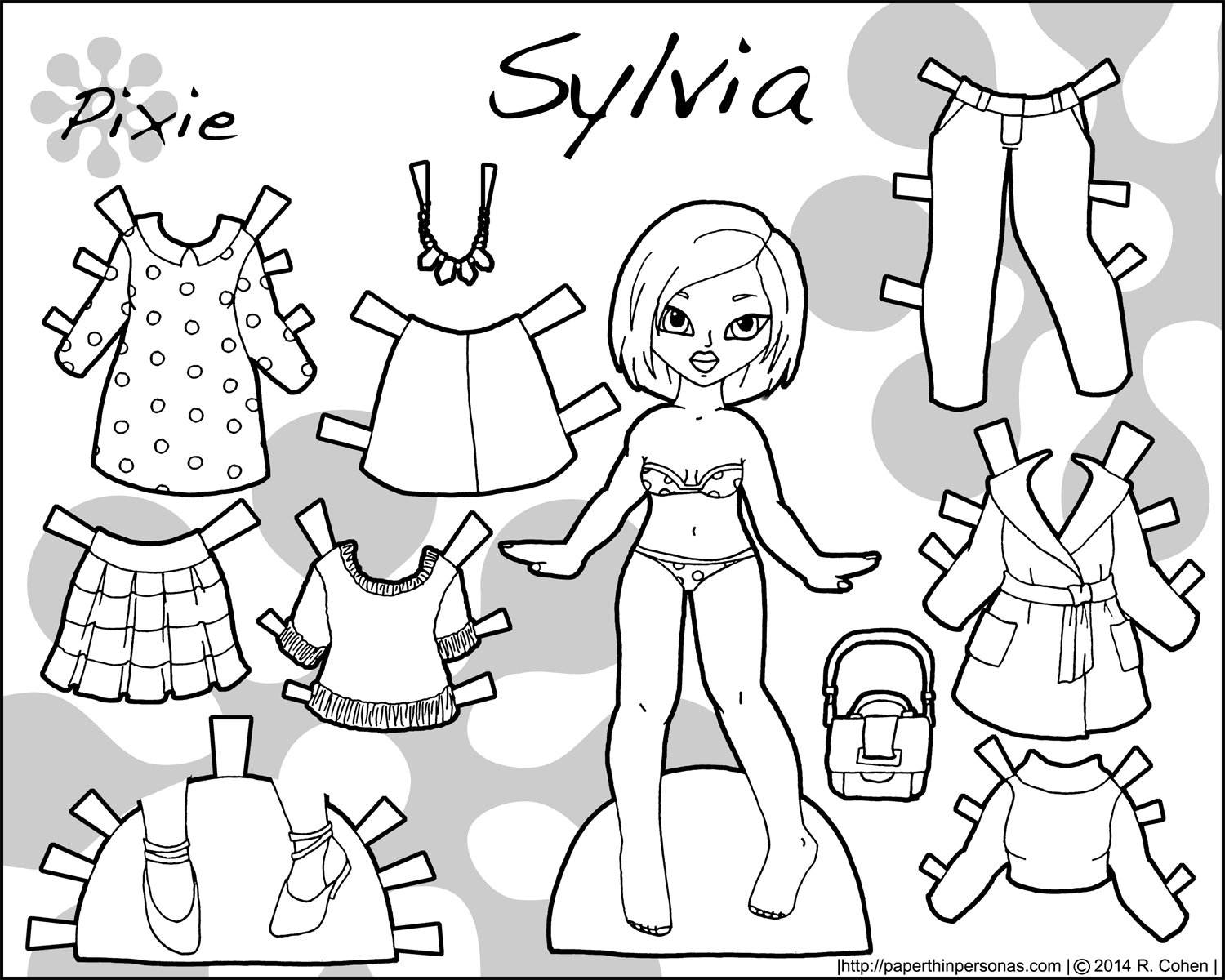 printable paper dress kit coloring