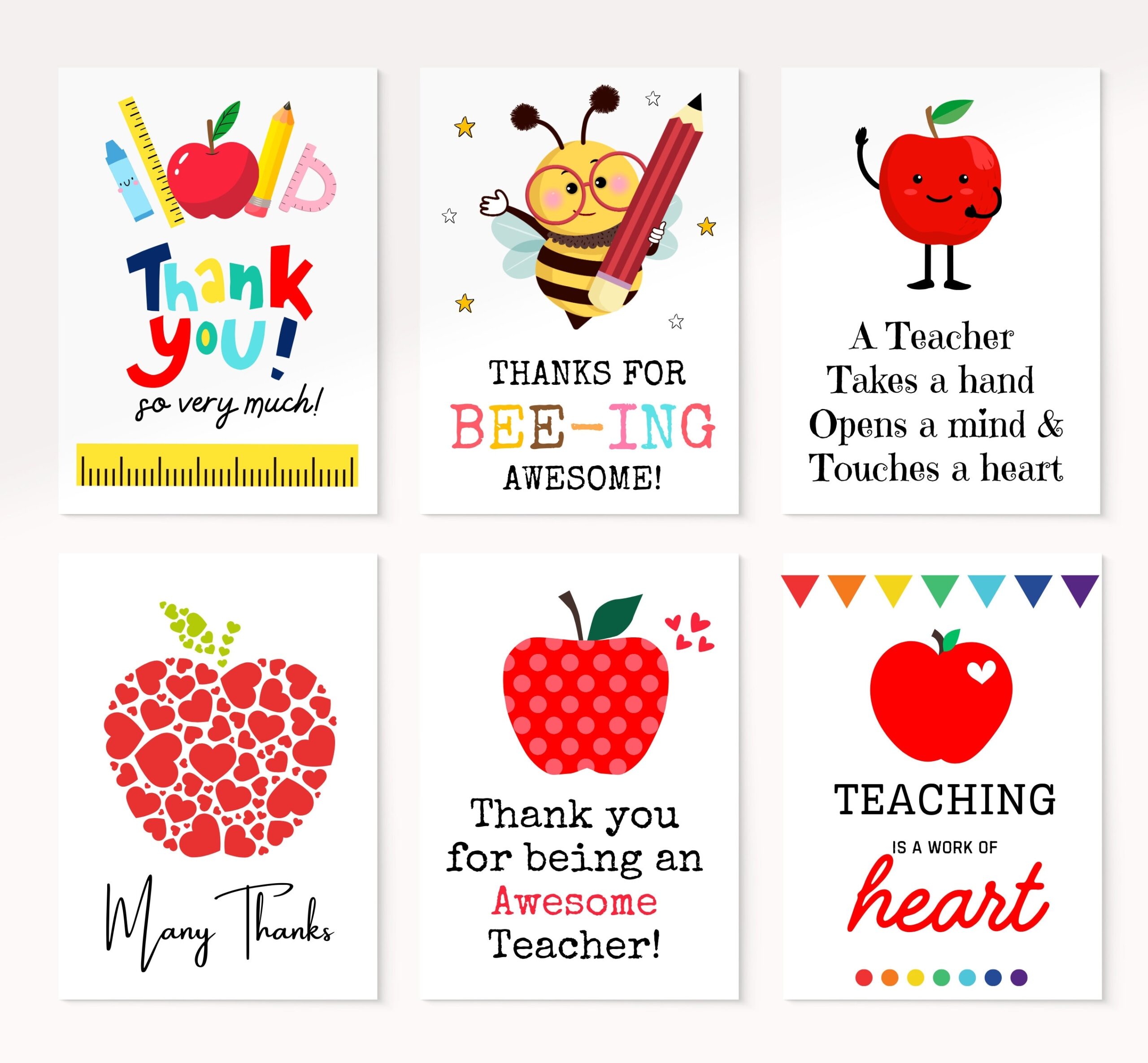 Teacher Appreciation Cards Printable