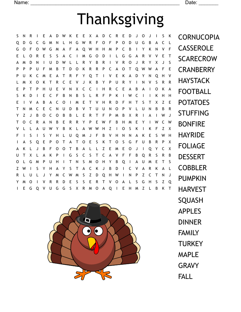 free printable thanksgiving word search games
