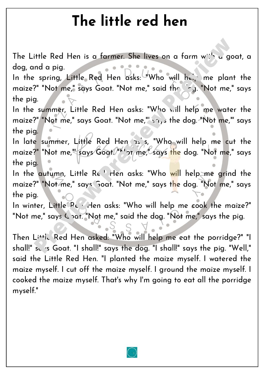The Little Red Hen Teacha 