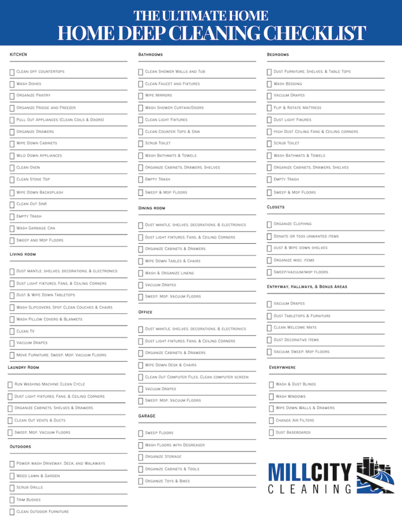 professional house cleaning checklist printable