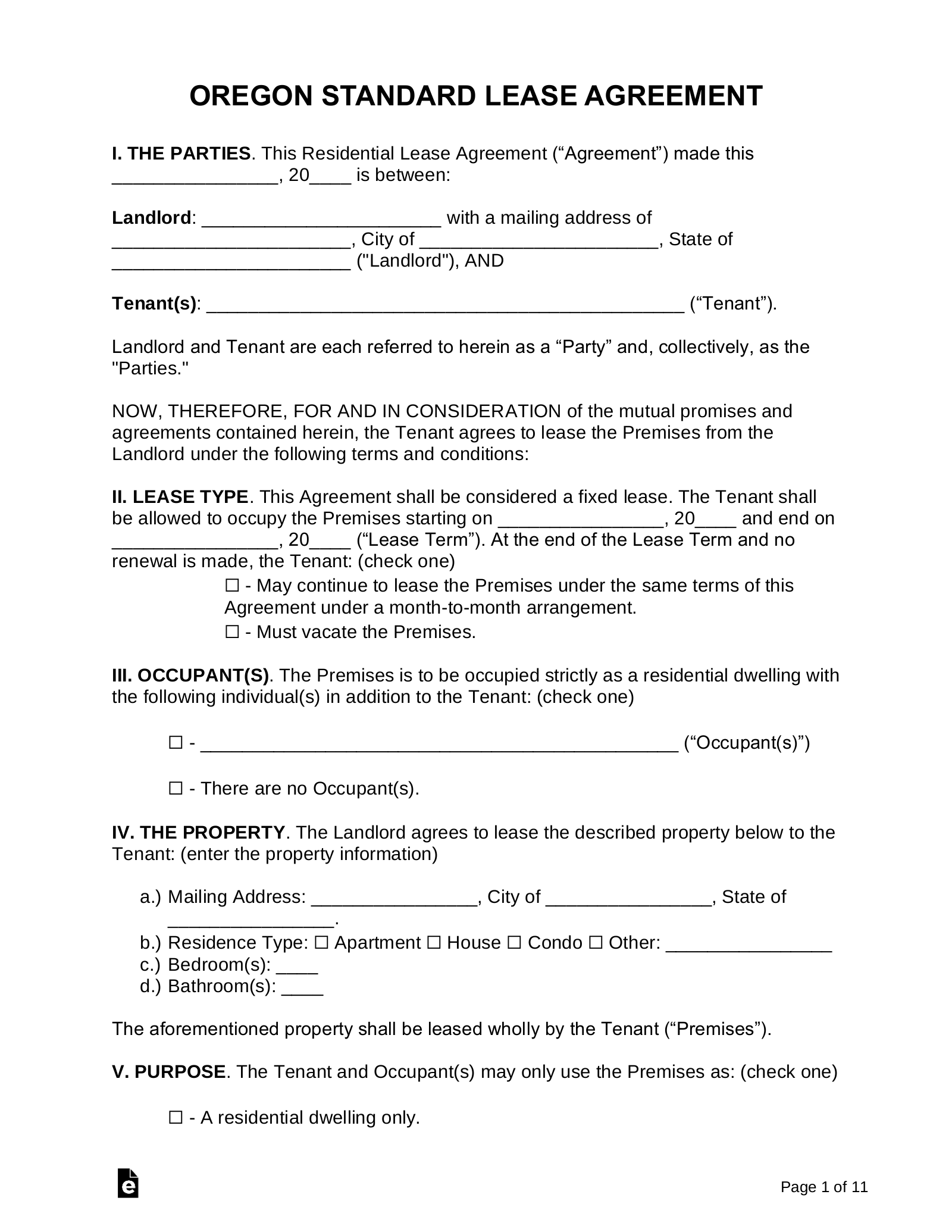 free rental agreements printable