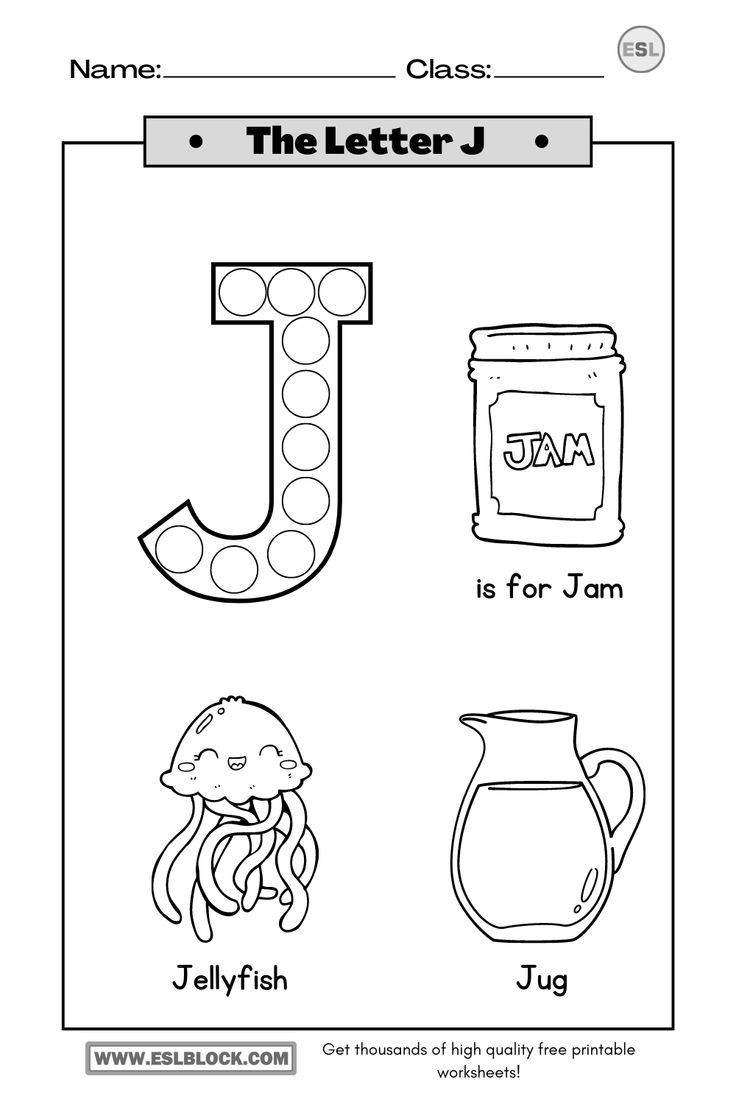 letter j preschool worksheets