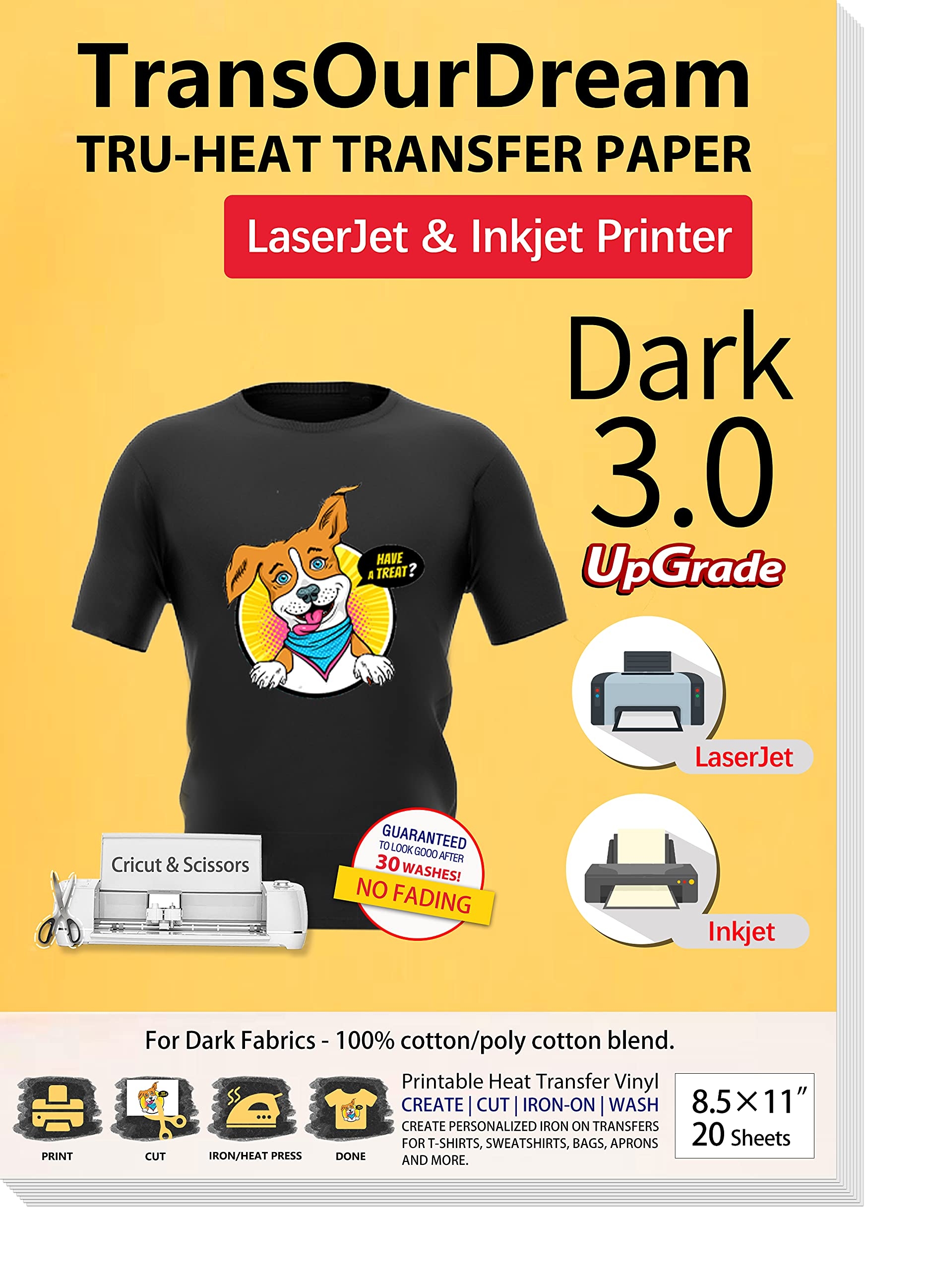TransOurDream Iron On Heat Transfer Paper For Dark T Shirts 20 Sheets TRANS D3 20 Buy Now With Express International Delivery GoSupps
