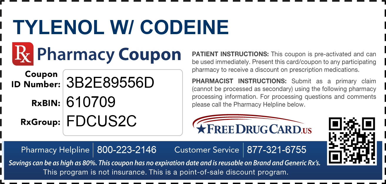 Tylenol W Codeine Coupon Free Prescription Savings At Pharmacies Nationwide
