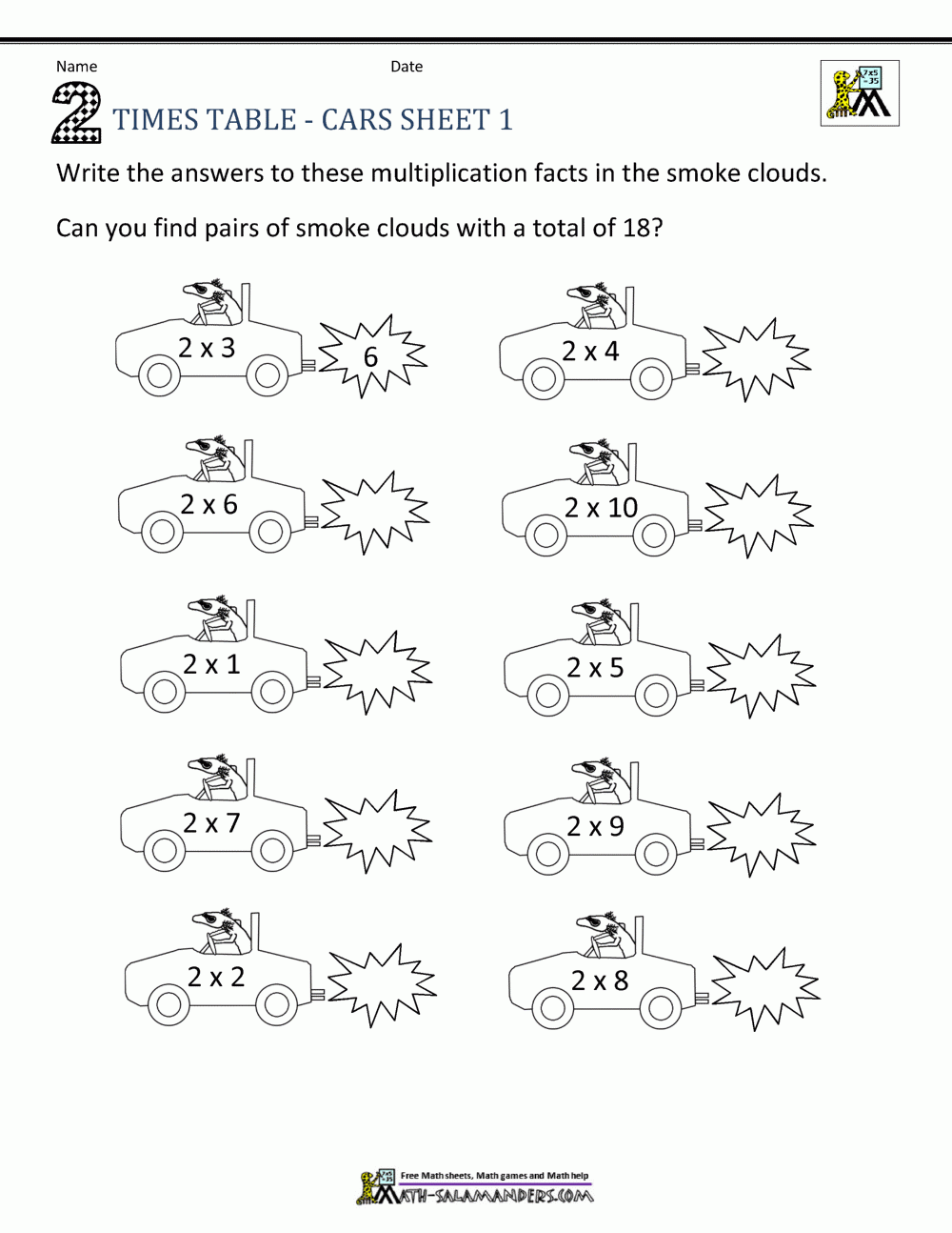 2 Times Table Worksheet Page