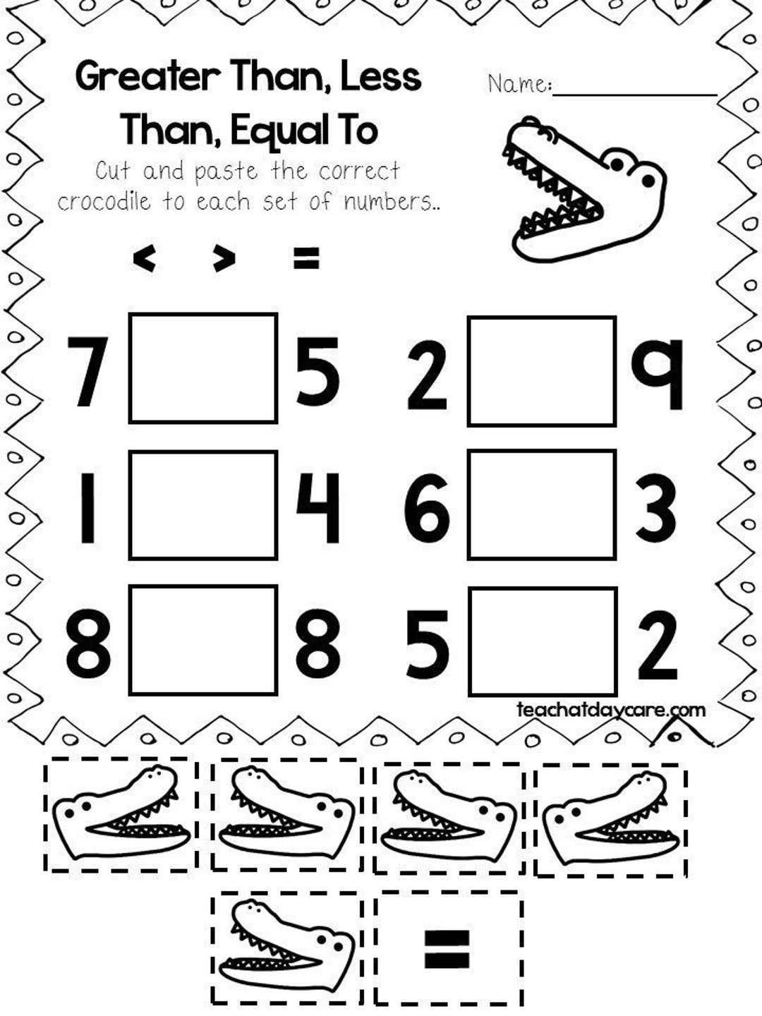 30 Printable Greater Than Less Than Equal To Worksheets Preschool 3rd Grade Math Etsy