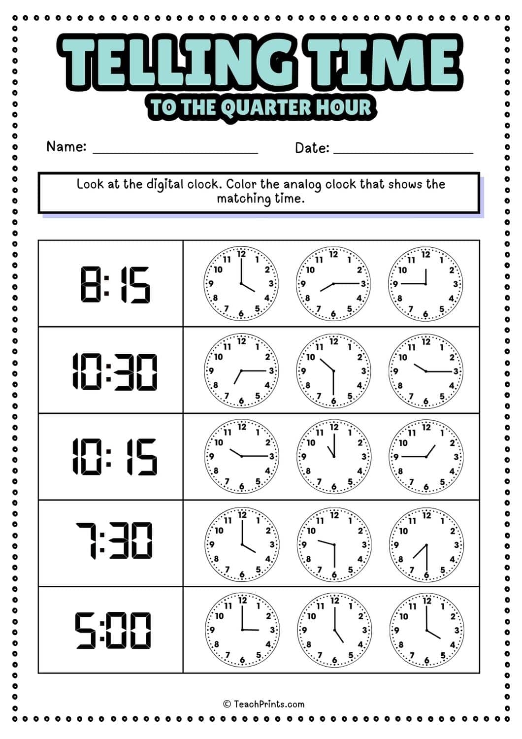 60 Free Telling Time Worksheets Teach Prints 60 Free Telling Time Worksheets Teach Prints