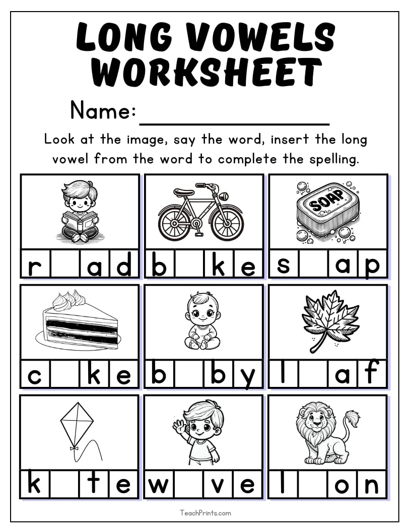 long a sound worksheets
