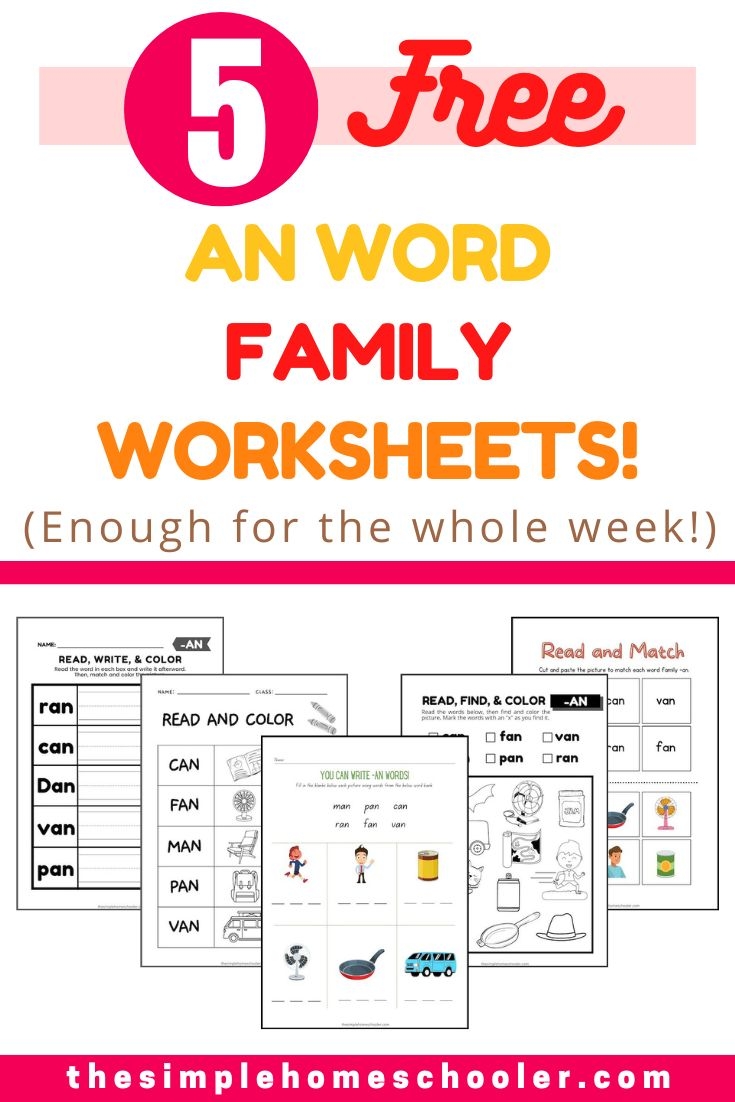 AN Word Family Worksheets Free Instant Download The Simple Homeschooler AN Word Family Worksheets Free Instant Download The Simple Homeschooler