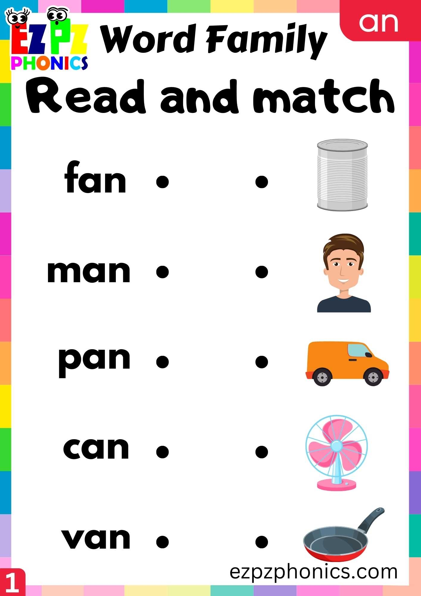 AN Words Read And Match Phonics Word Families Worksheet Ezpzphonics AN Words Read And Match Phonics Word Families Worksheet Ezpzphonics