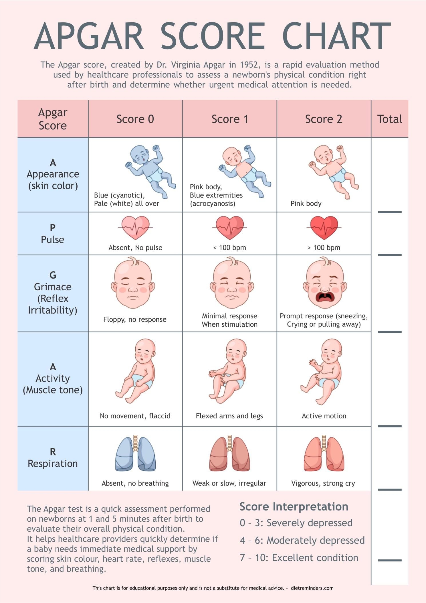 Printable Apgar Score Chart