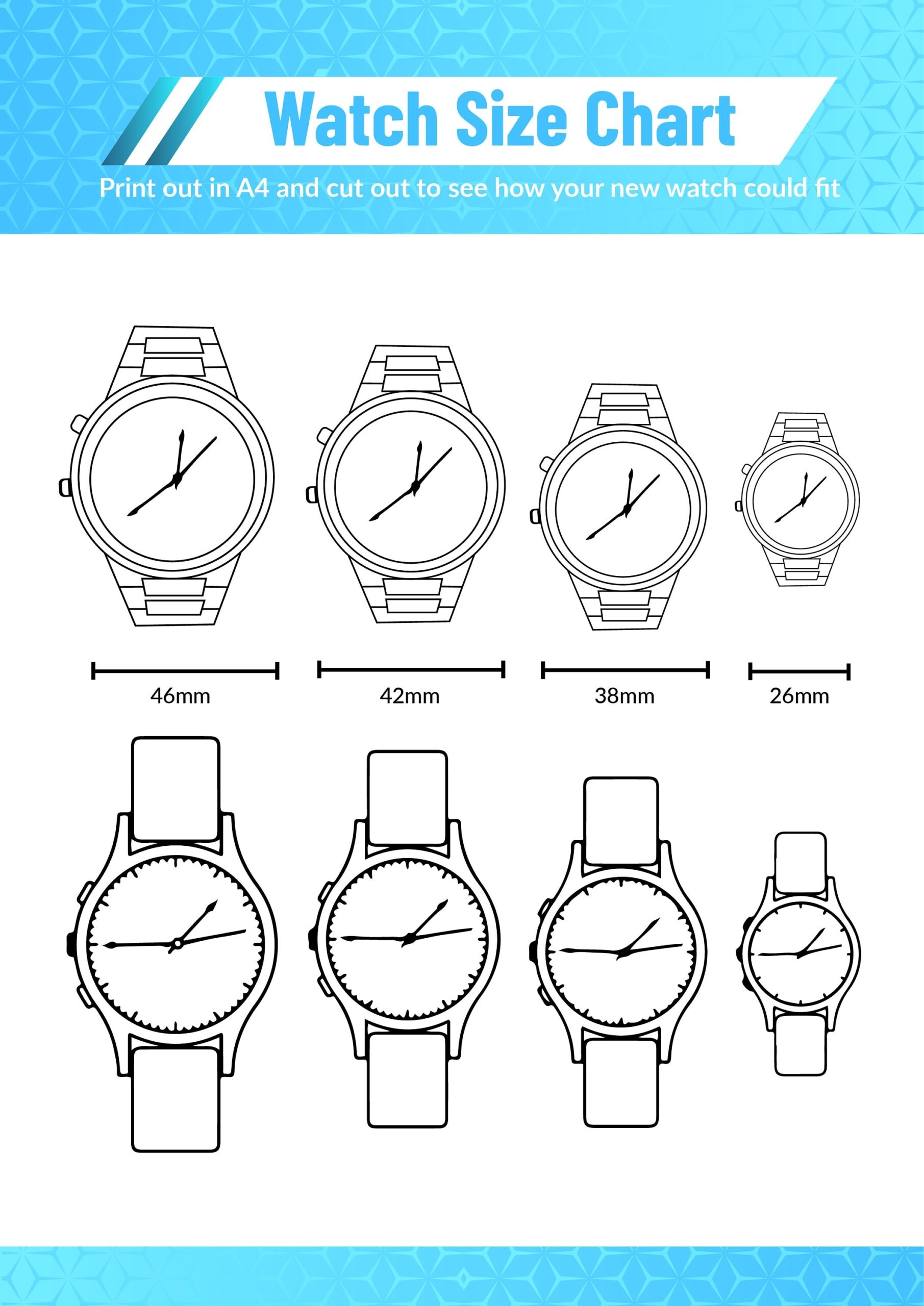Printable Watch Band Size Chart