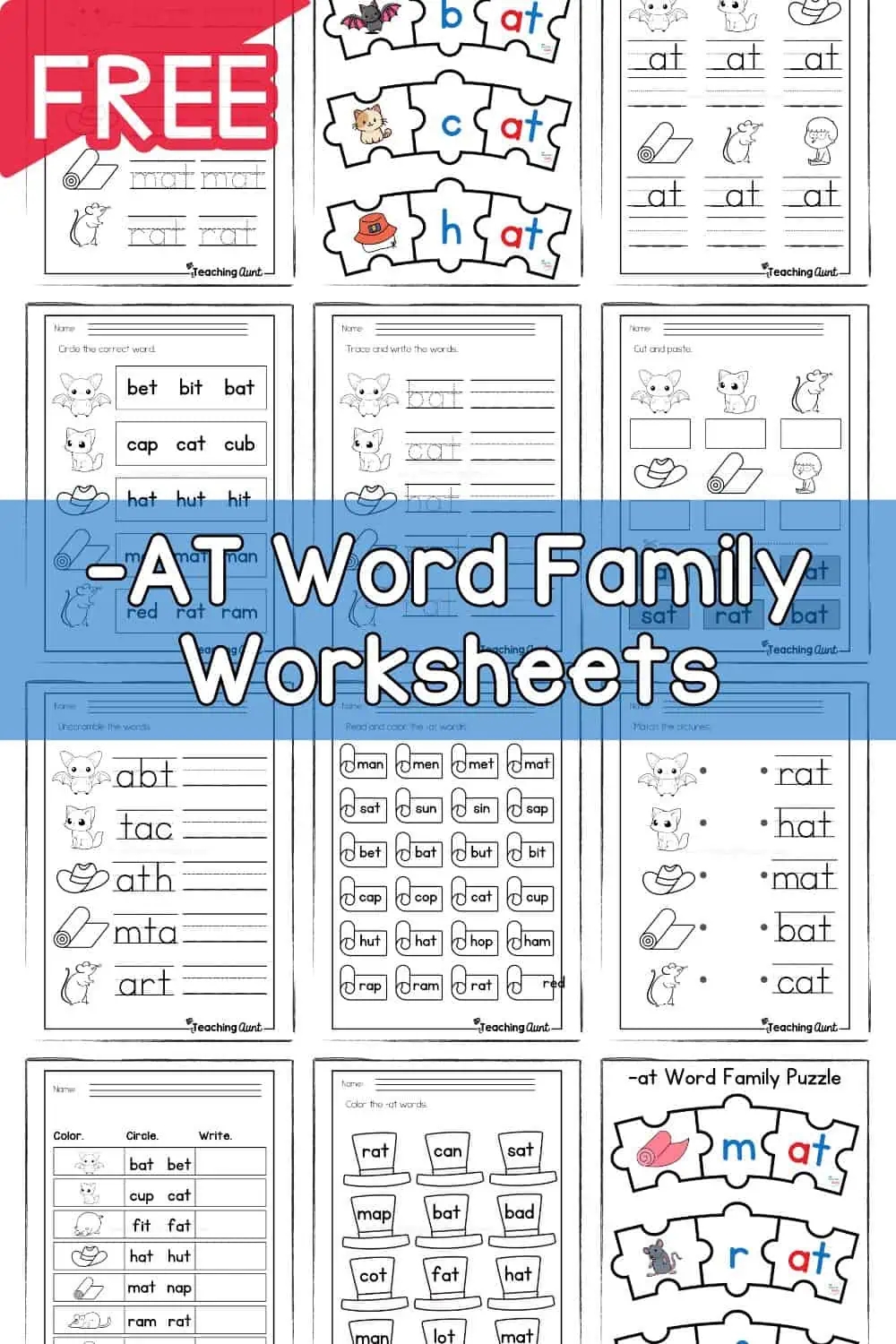 at and an word family worksheets