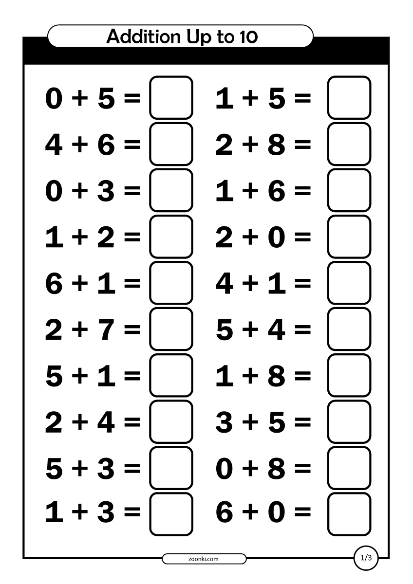 Basic Addition Worksheets Sums Up To 10 Worksheets Library Worksheets Library