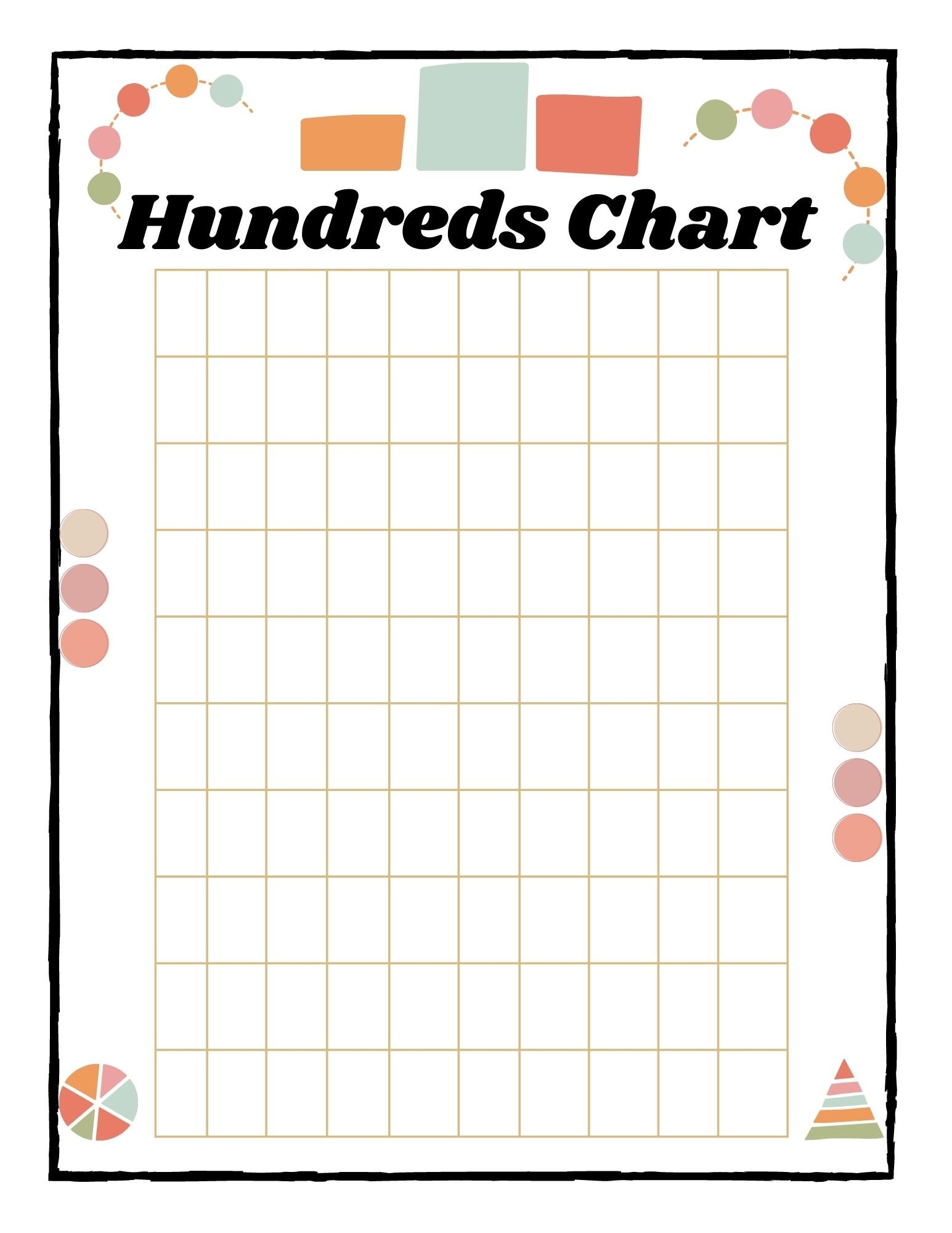 Blank Hundreds Chart Math digital Printable Etsy