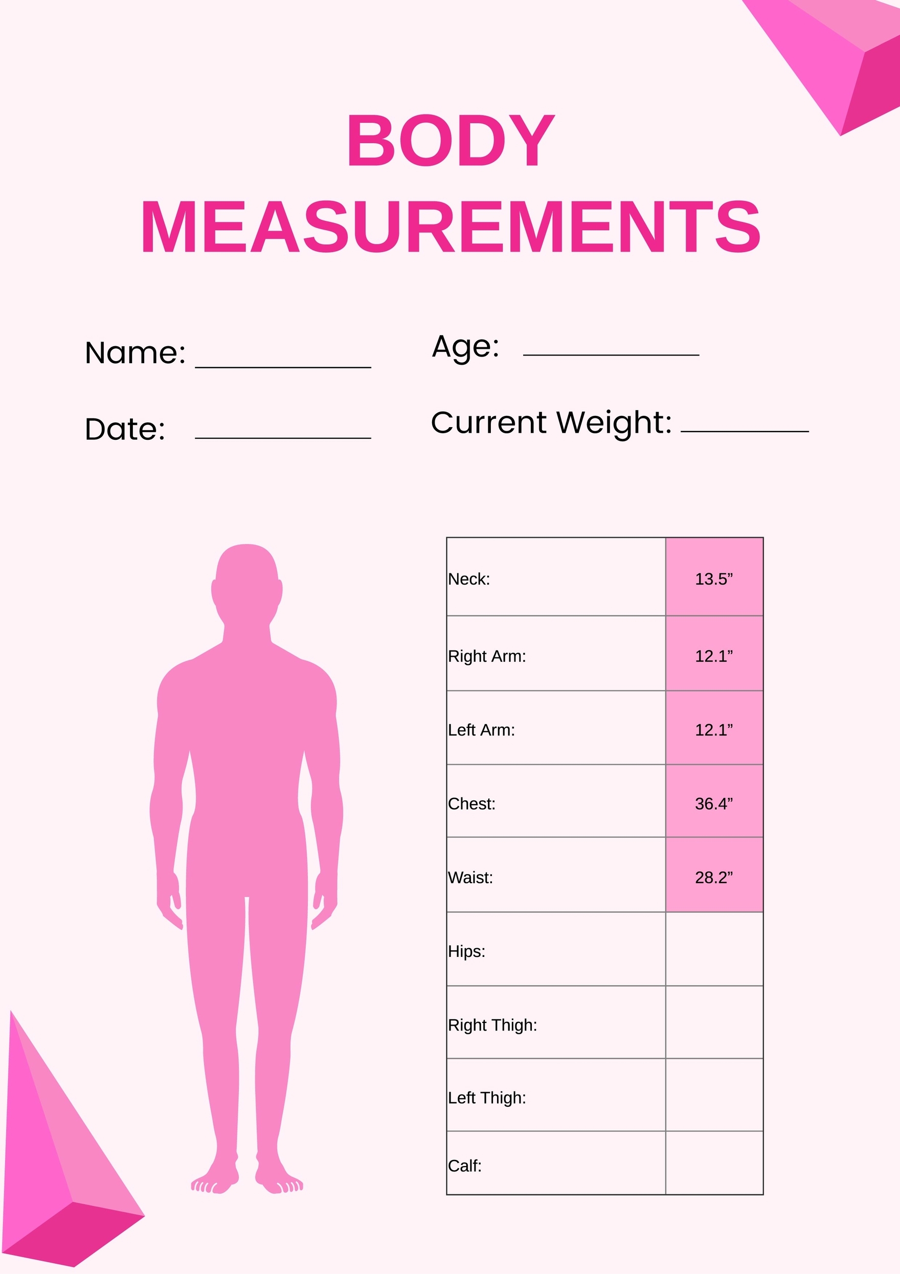 printable body measurement chart