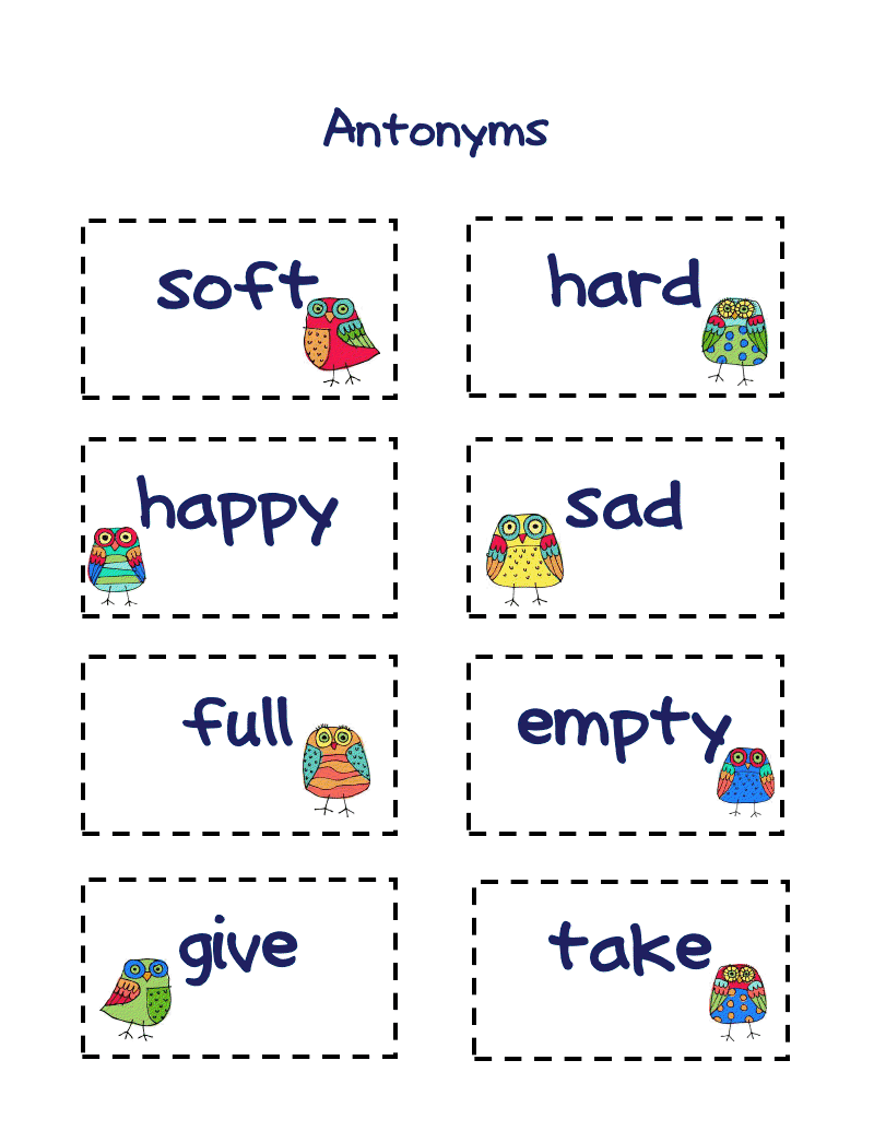 Antonyms For Second Graders