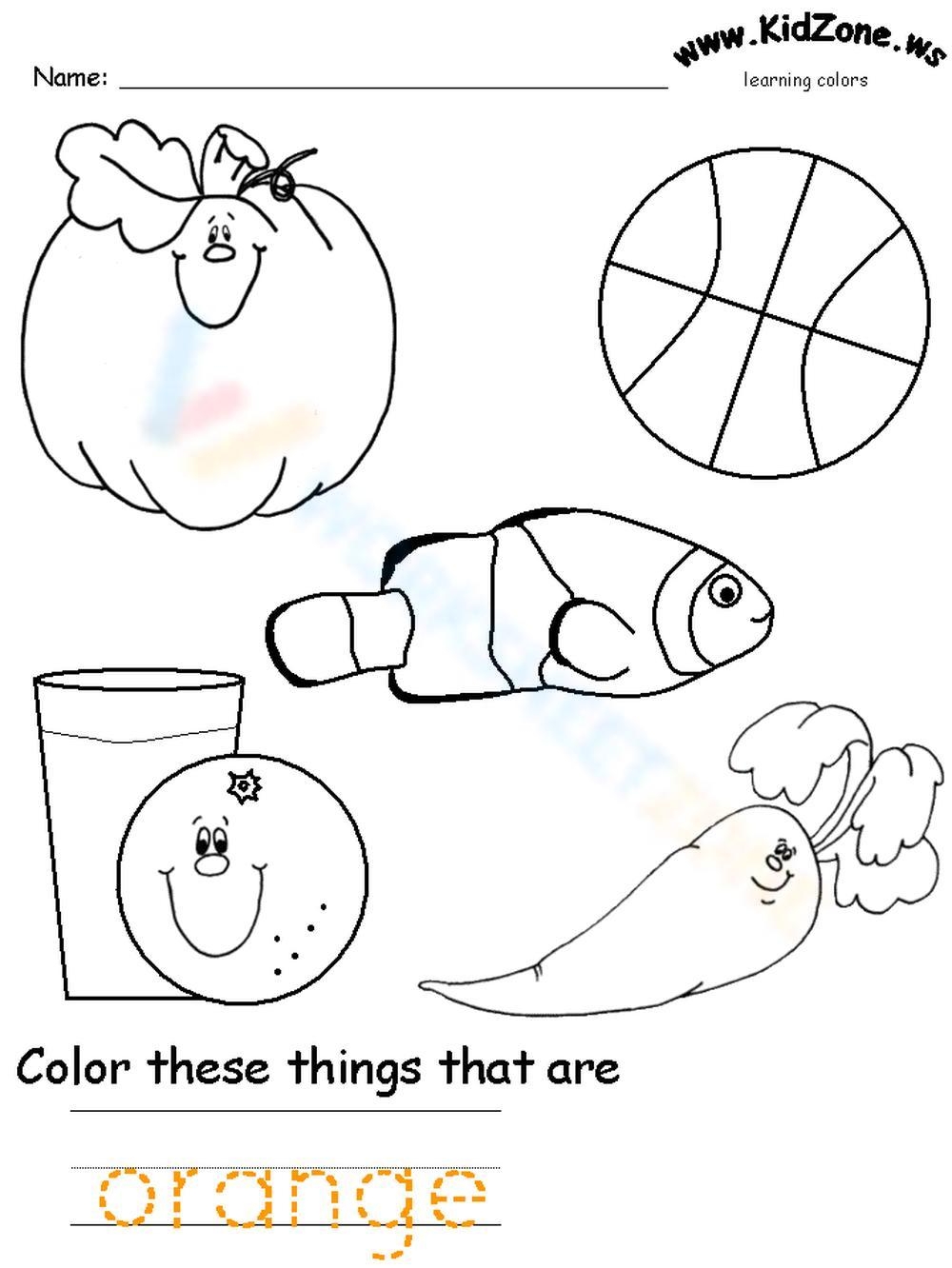 color orange preschool worksheets
