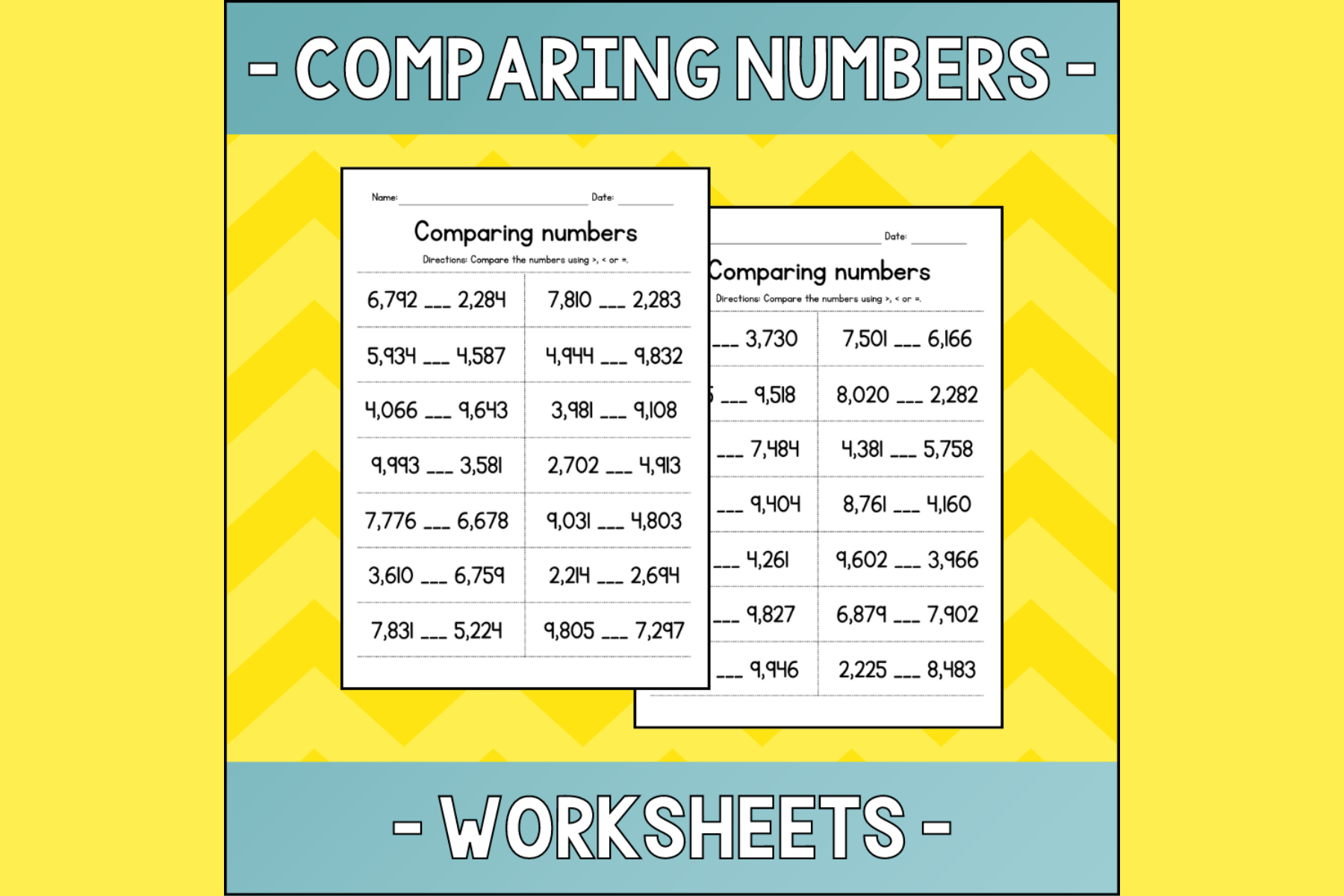 Comparing 4 digit Numbers Worksheets Graphic By Atlasart Creative Fabrica
