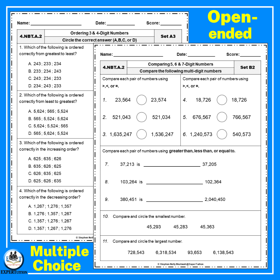 Comparing And Ordering Numbers Worksheets For 3rd 4th And 5th Grade Made By Teachers