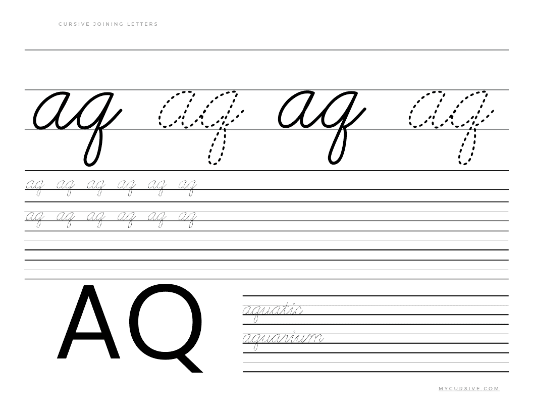 Connecting Letters aq In Cursive Connecting Letters aq In Cursive