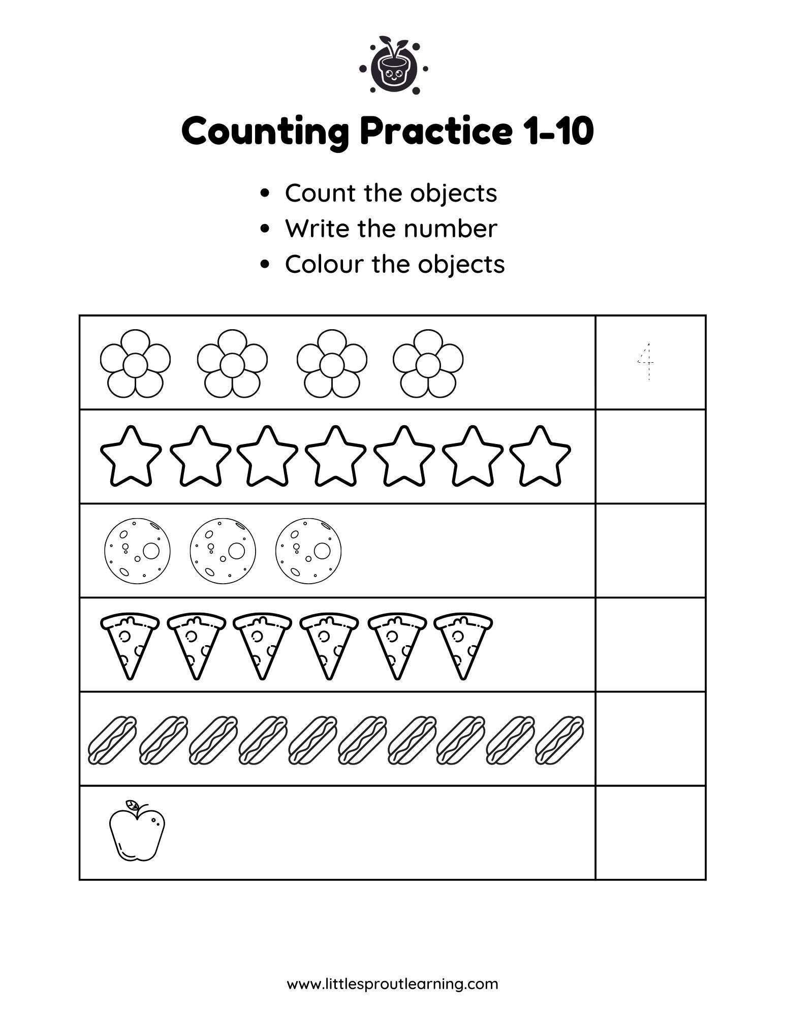 counting objects to 10 worksheets counting objects to 10 worksheets