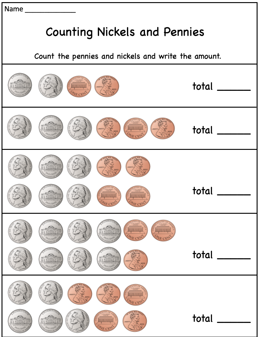 penny and nickel worksheets penny and nickel worksheets